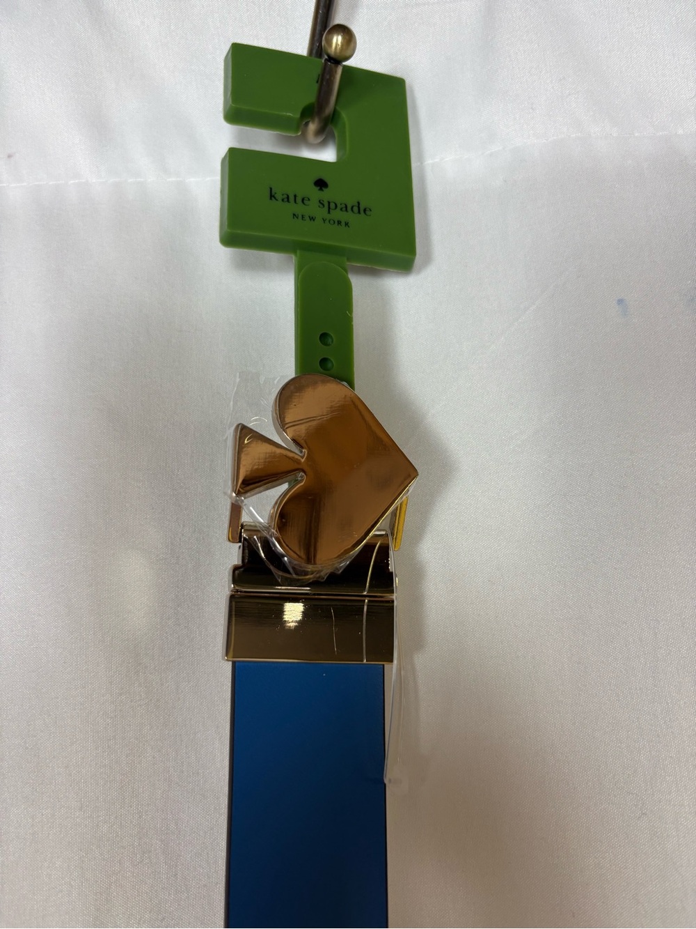 Kate Spade Blue & Cream Reversible Heart Accent Belt